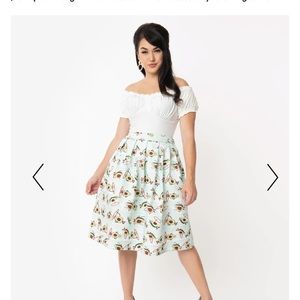 Unique Vintage Avocado print Jayne Swing Skirt 5x
